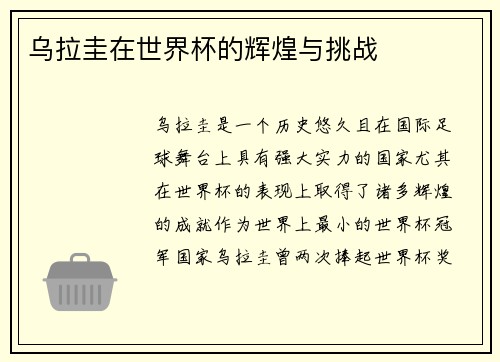 乌拉圭在世界杯的辉煌与挑战